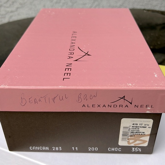 Alexandra Neel VTG Victorian Brown Ruffle Lace Up Adorned Kitten Heels Pump 5.5 - Picture 12 of 12